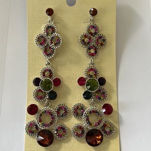 Multicolor Bubble Crystal Long Dangle Earrings